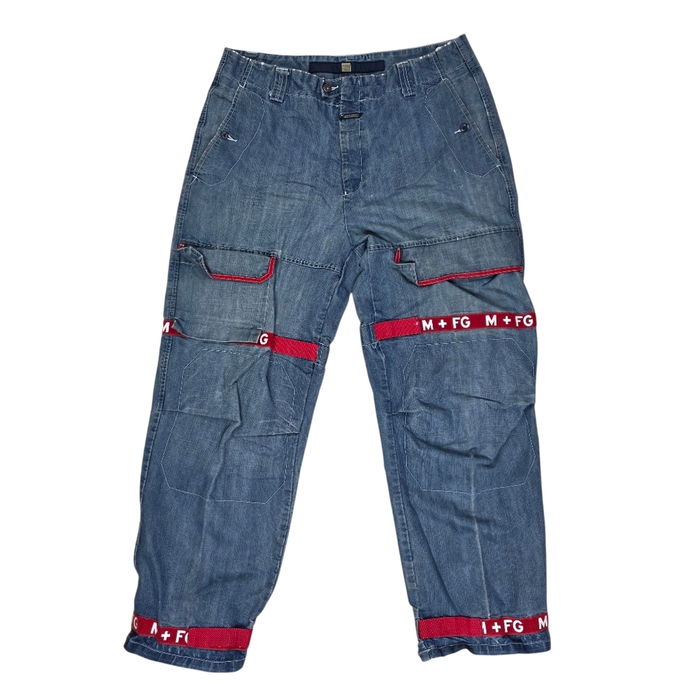 90s Vintage‎ Marithe Francois Girbaud Jeans Red Shuttle Tape Blue Denim 38 x 33